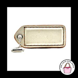 2" VINTAGE COACH Bone Off White Leather Nickel Fob Bag Charm Keychain Hang Tag